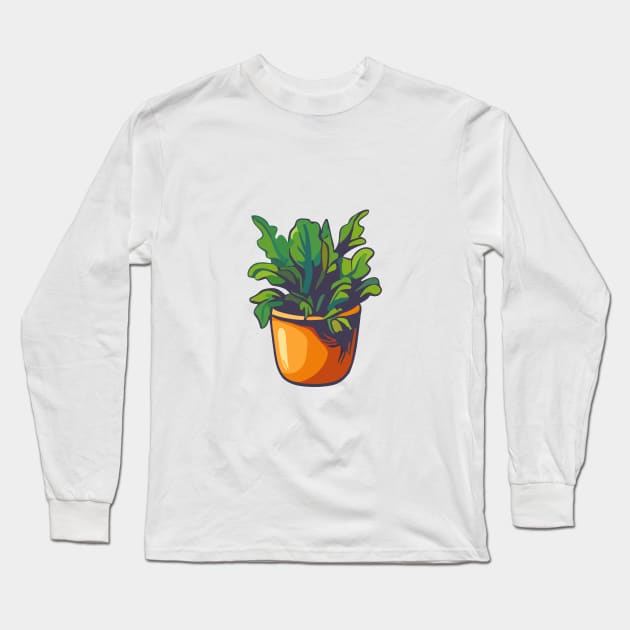 Potted Plant Long Sleeve T-Shirt by Rockave Design